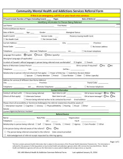 Community Mental Health and Addictions Services Referral Form