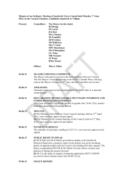 1st June 2015 Town Council Minutes