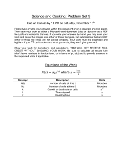 Science and Cooking: Problem Set 9