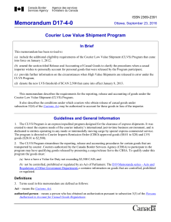 Courier Low Value Shipment Program