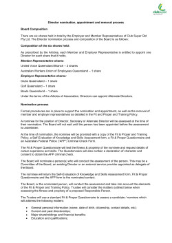 Director nomination, appointment and removal process