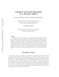 Analysis of Vocal Disorders in a Feature Space