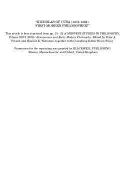 nicholas of cusa (1401-1464): first modern