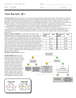 Test 6 Review - Evan`s Chemistry Corner