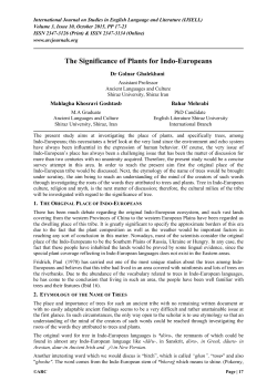 The Significance of Plants for Indo-Europeans