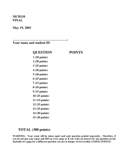 QUESTION POINTS TOTAL (300 points)