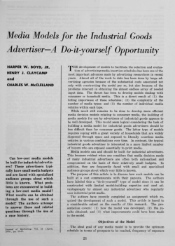 Media Models for the Industrial Goods Advertiser&mdash;A Do-it