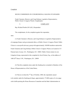 Complaint HOUSE COMMISSION ON