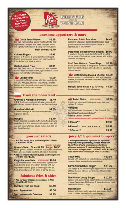 Menu - Red Castle Brewery