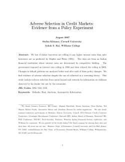 Adverse Selection in Credit Markets: Evidence