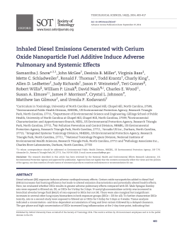 Inhaled Diesel Emissions Generated with Cerium