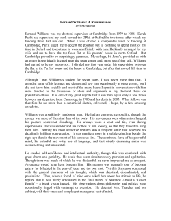 Bernard Williams: A Reminiscence