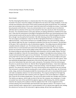 Critical Listening Critiques: The Rite of Spring Antjuan Darrisae