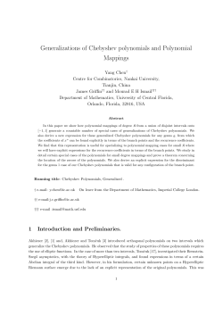Generalizations of Chebyshev polynomials and Polynomial Mappings