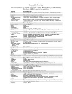Incompatible Chemicals The following list is to be used only as a