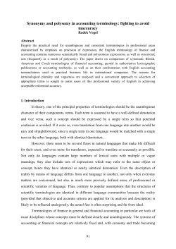 Synonymy and polysemy in accounting terminology: fighting to avoid