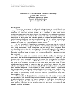 John Lardas Modern Varieties of Secularism in American History