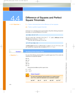 Difference of Squares and Perfect Square Trinomials