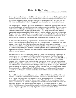 History Of The Frisbee