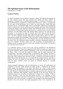 The Spiritual issues of the Reformation