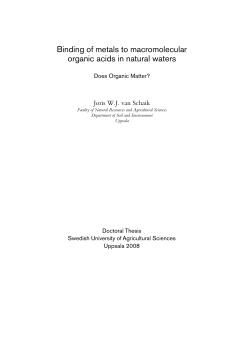 Binding of metals to macromolecular organic acids in natural waters