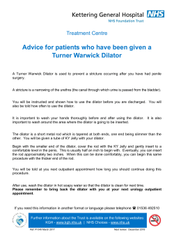 Advice for patients who have been given a Turner Warwick Dilator