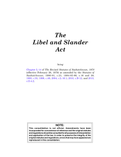 The Libel and Slander Act - Publications Centre