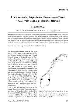 A new record of taiga shrew (Sorex isodon Turov