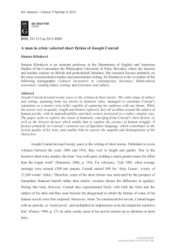 A man in crisis: selected short fiction of Joseph Conrad