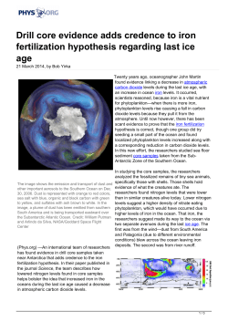 Drill core evidence adds credence to iron fertilization