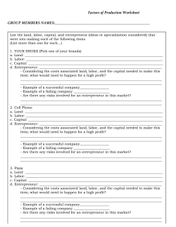 Factors of Production Worksheet GROUP MEMBERS NAMES: