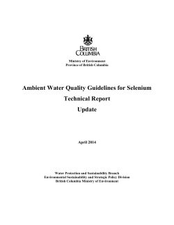 Ambient Water Quality Guidelines for Selenium Technical Report