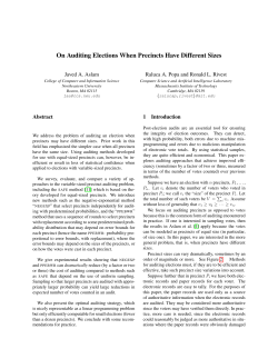 On Auditing Elections When Precincts Have Different Sizes