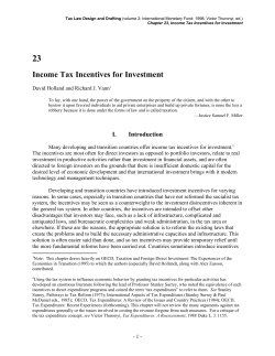 Income Tax Incentives for Investment