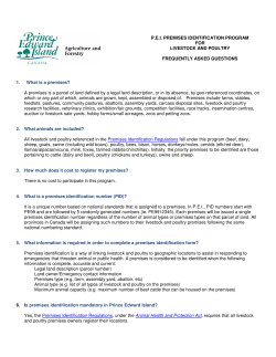 P.E.I. PREMISES IDENTIFICATION PROGRAM FOR LIVESTOCK