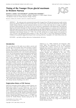 Timing of the younger dryas glacial maximum in western Norway