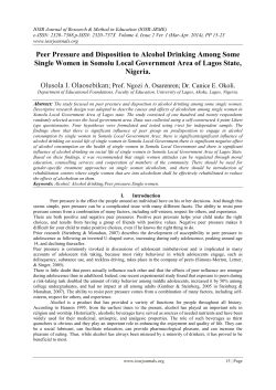 Peer Pressure and Disposition to Alcohol Drinking Among Some