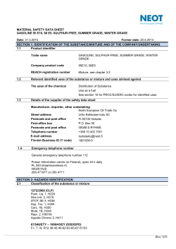 Sivu 1/31 MATERIAL SAFETY DATA SHEET GASOLINE 95 E10, 98