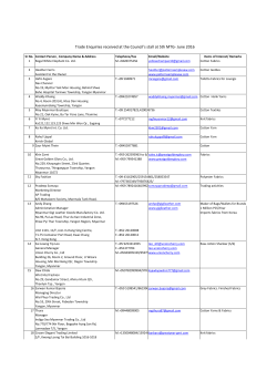 Trade Enquiries received at the Council`s stall at 5th MTG