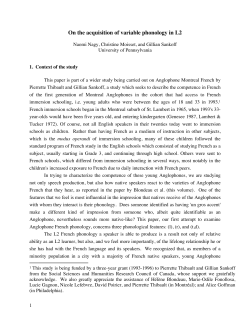 On the acquisition of variable phonology in L2