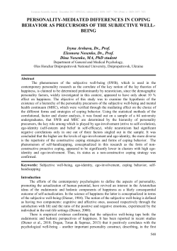 personality-mediated differences in coping behavior as precursors