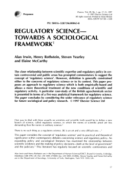 regulatory science- towards a sociological framework
