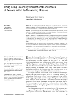 Doing-Being-Becoming: Occupational Experiences of Persons With