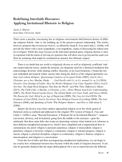 Redefining Interfaith Discourse: Applying Invitational Rhetoric to
