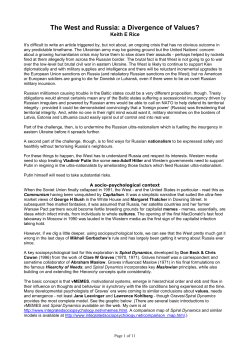 The West and Russia: a Divergence of Values?