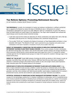 EBRI Issue Brief: "Tax Reform Options: Promoting Retirement Security"