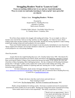 Struggling Readers Need to `Learn to Look`