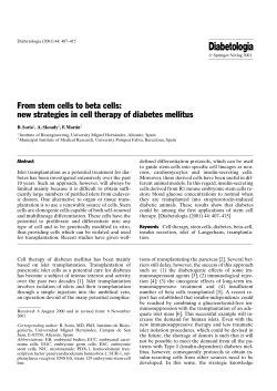 From stem cells to beta cells: new strategies in cell therapy of