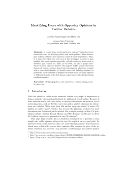 Identifying Users with Opposing Opinions in Twitter