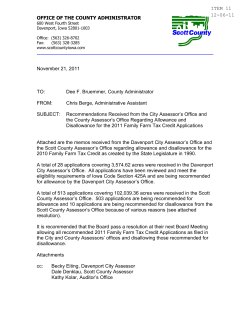 OFFICE OF THE COUNTY ADMINISTRATOR November 21, 2011 TO